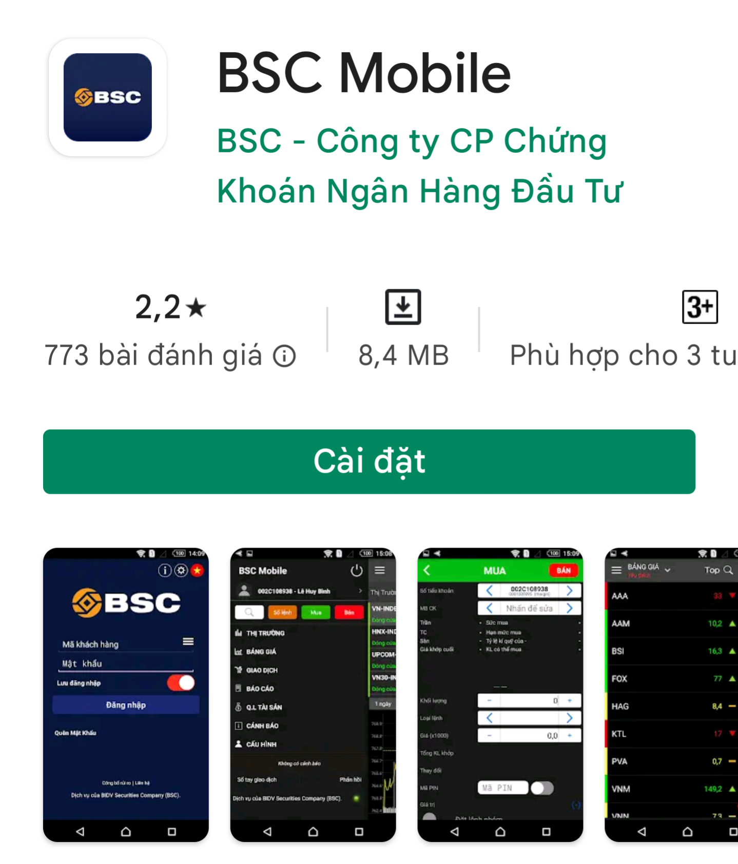 App đầu tư BSC Mobile