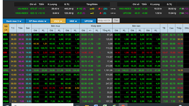 Những nhóm cổ phiếu chính tại sàn HOSE