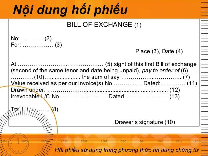 Nội dung của hối phiếu